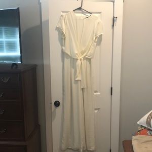 Lulus Cream Silk Jumpsuit